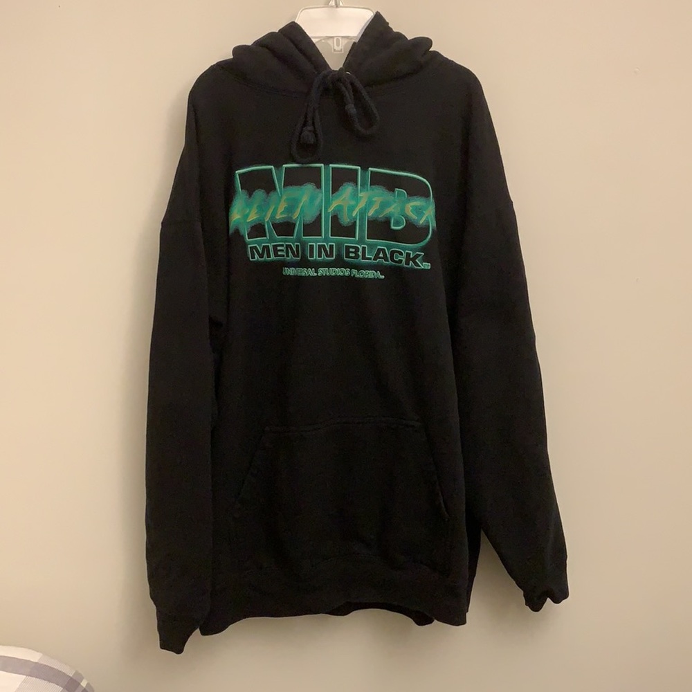 Vintage Men In Black Alien Attack Universal Studios Hoodie Sweatshirt Movie